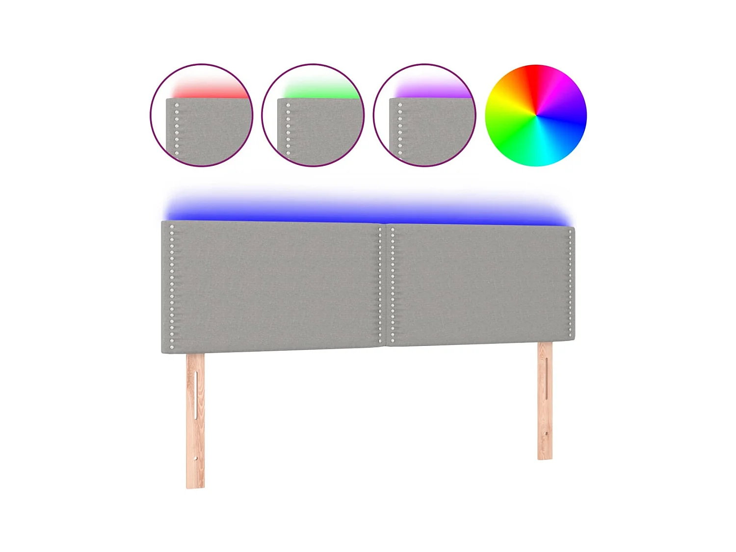 Tête de lit à LED Gris clair 144x5x78/88 cm Tissu