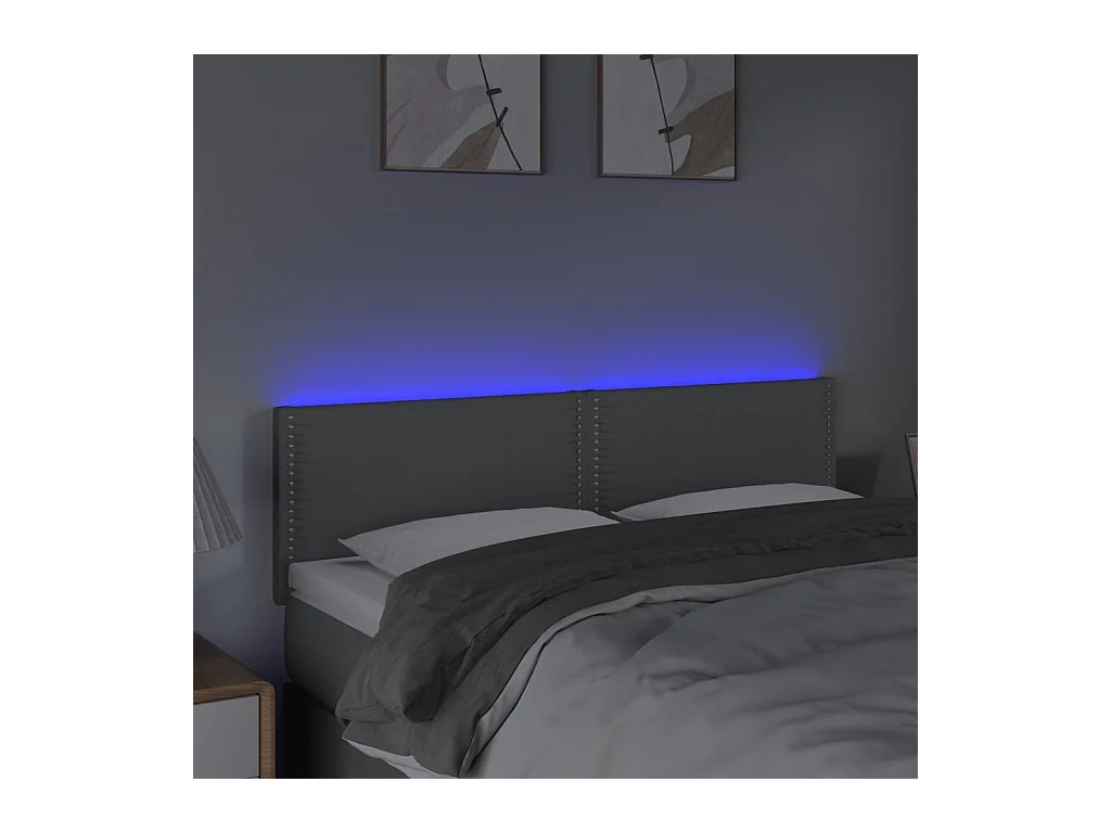 Tête de lit à LED Gris clair 144x5x78/88 cm Tissu