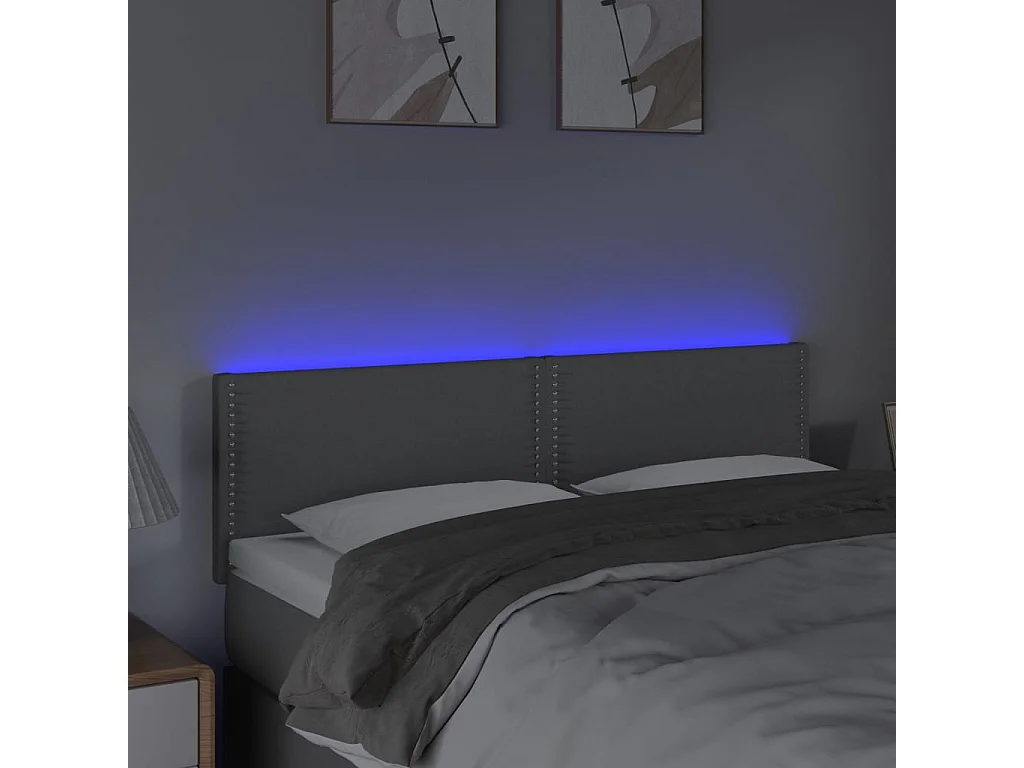 Tête de lit à LED Gris clair 144x5x78/88 cm Tissu