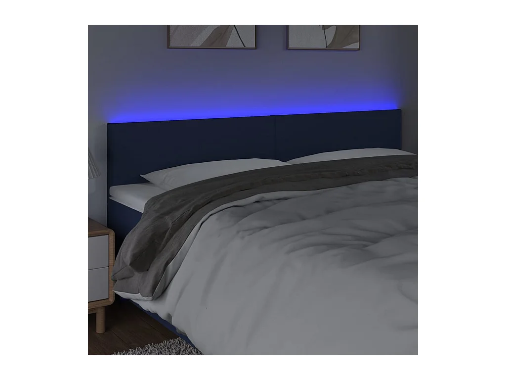 Tête de lit à LED Bleu 200x5x78/88 cm Tissu