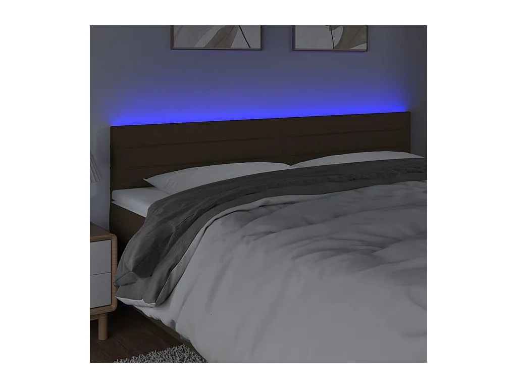 Cabecero LED Marrón Oscuro 160x5x78/88 cm Tela