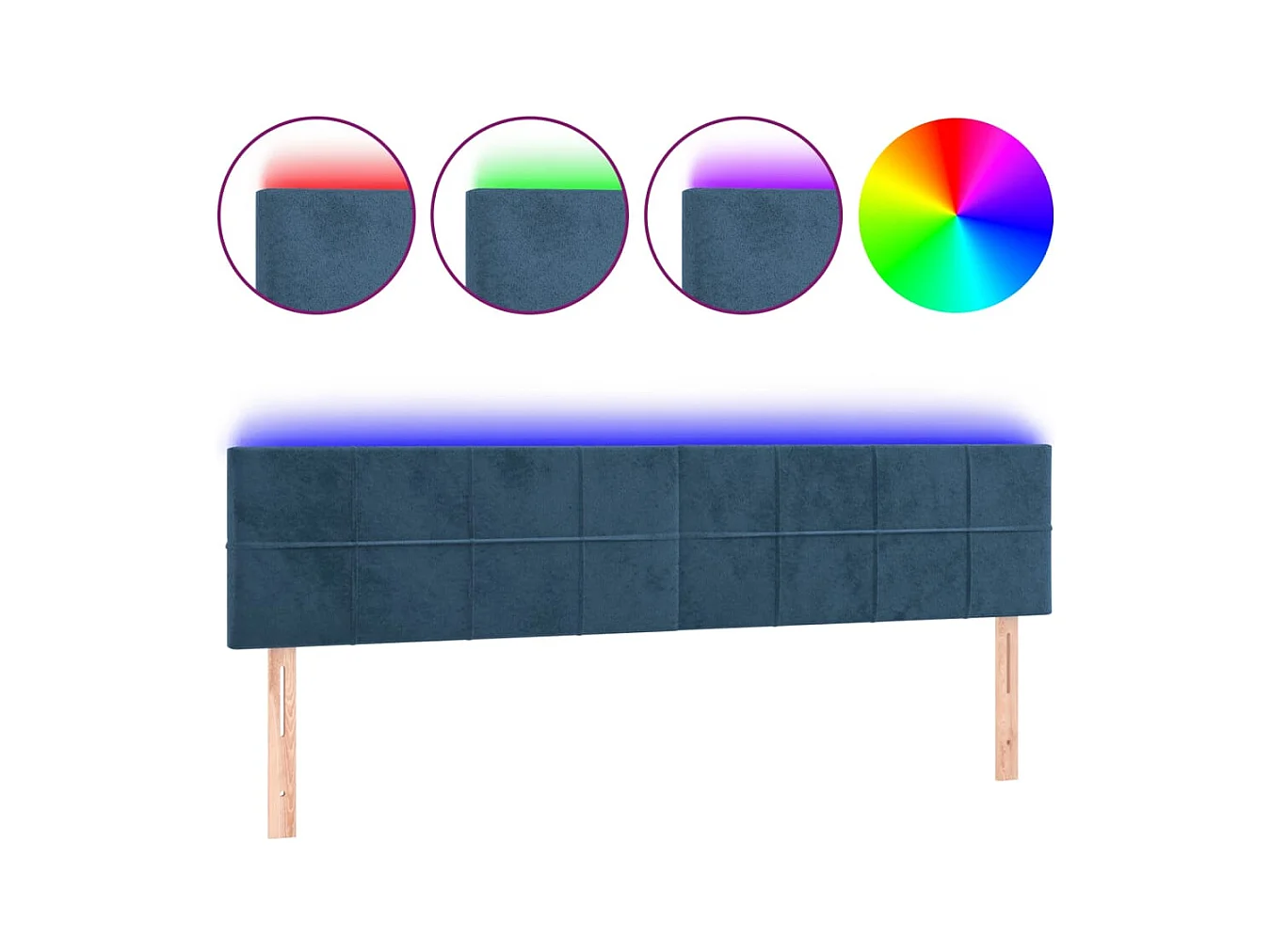LED Hoofdbord Donkerblauw 200x5x78/88 cm Fluweel