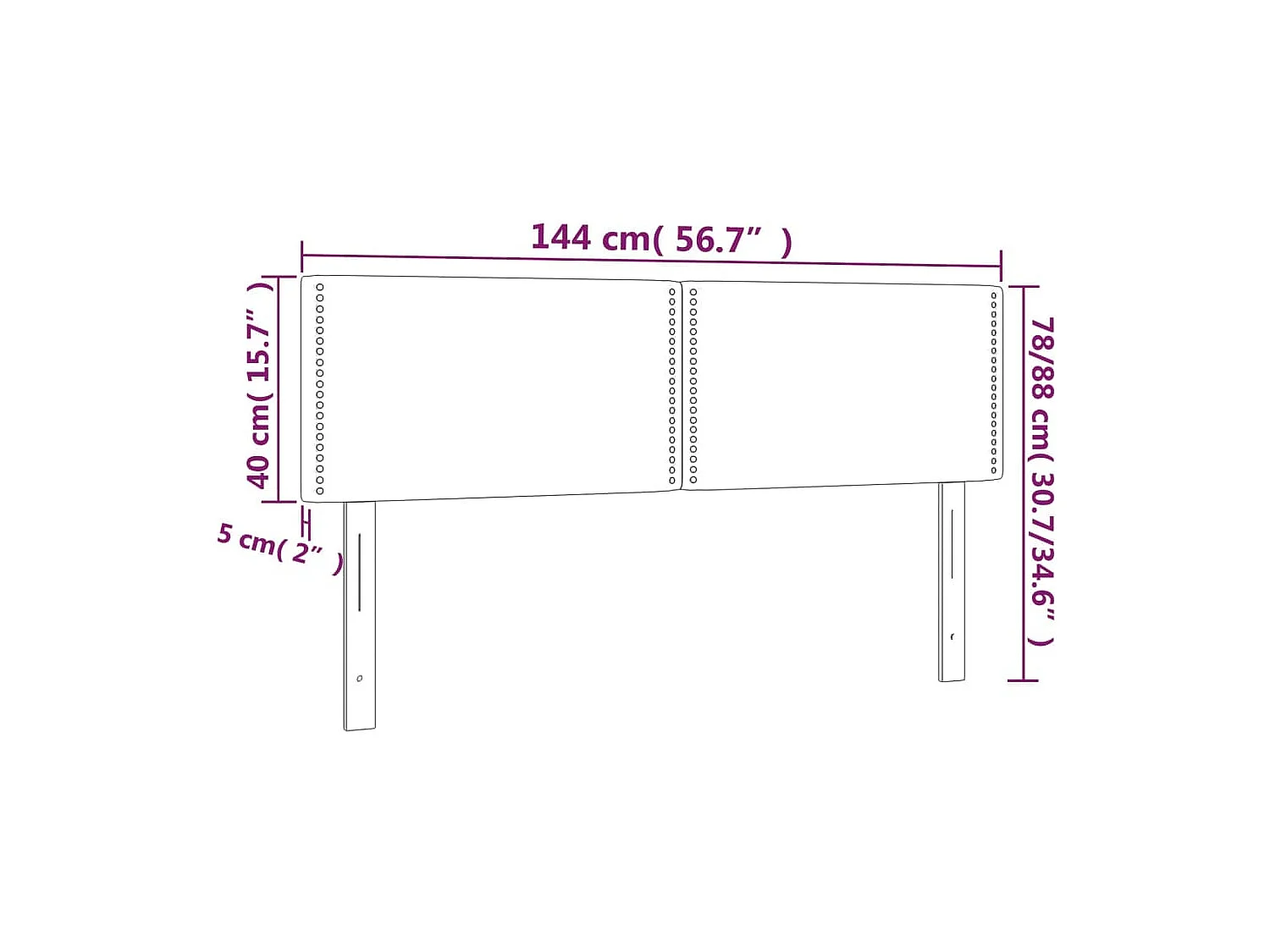Testiere 2 pezzi Nero 72x5x78/88 cm Tessuto