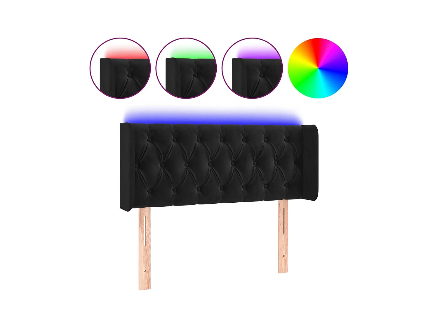 LED Hoofdbord Zwart 93x16x78/88 cm Fluweel