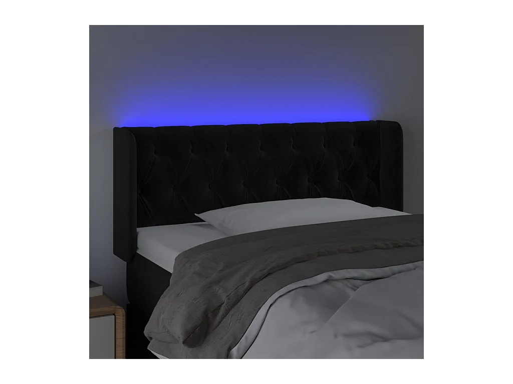 LED Hoofdbord Zwart 93x16x78/88 cm Fluweel