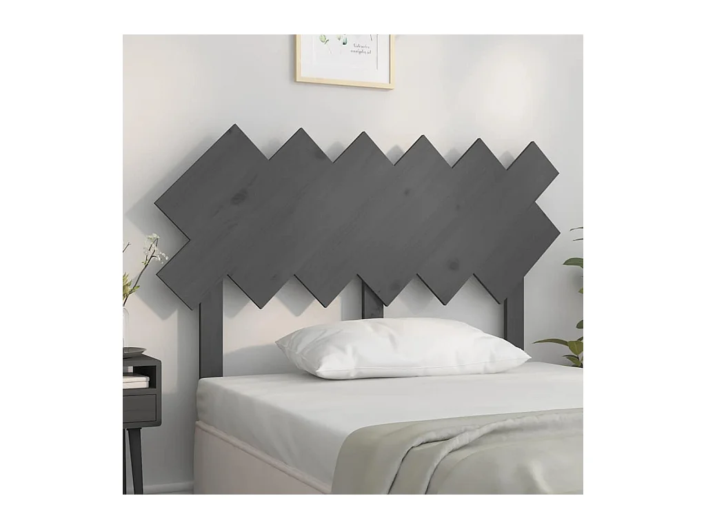 Grijs hoofdbord 122,5x3x80,5 cm Massief grenenhout