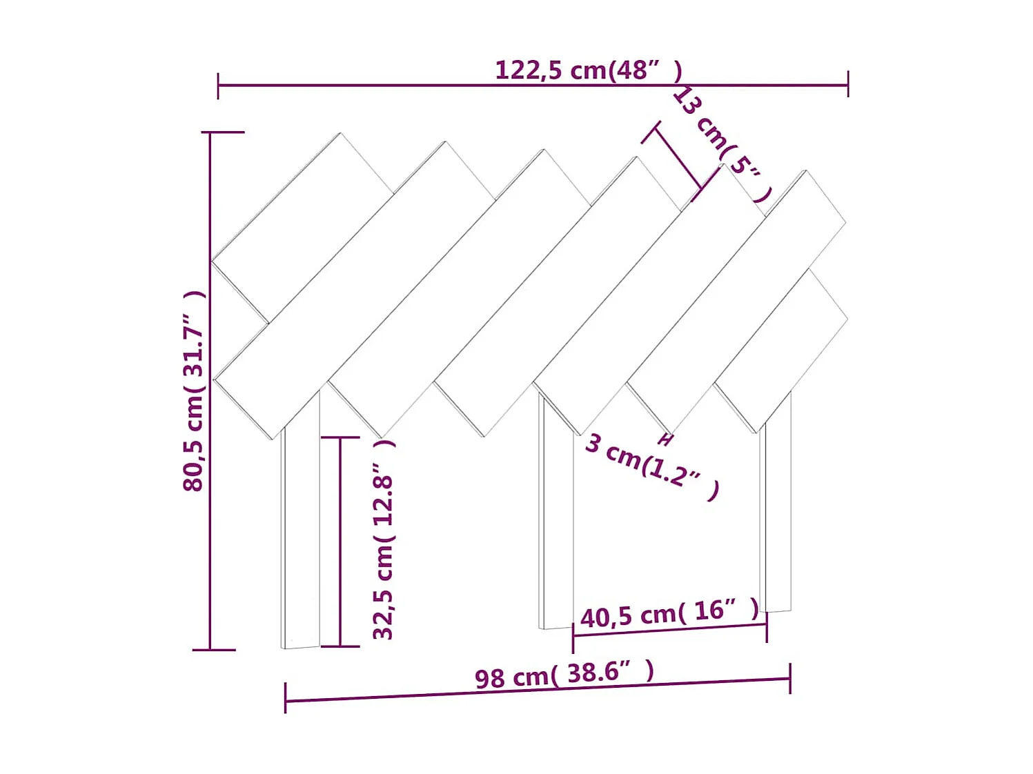 Tête de lit Gris 122,5x3x80,5 cm Bois massif de pin