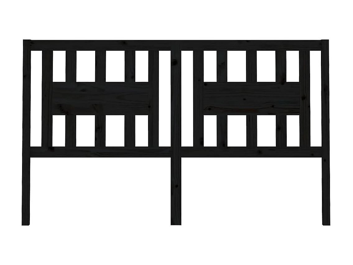 Testiera nera 206x4x100 cm Legno massello di pino