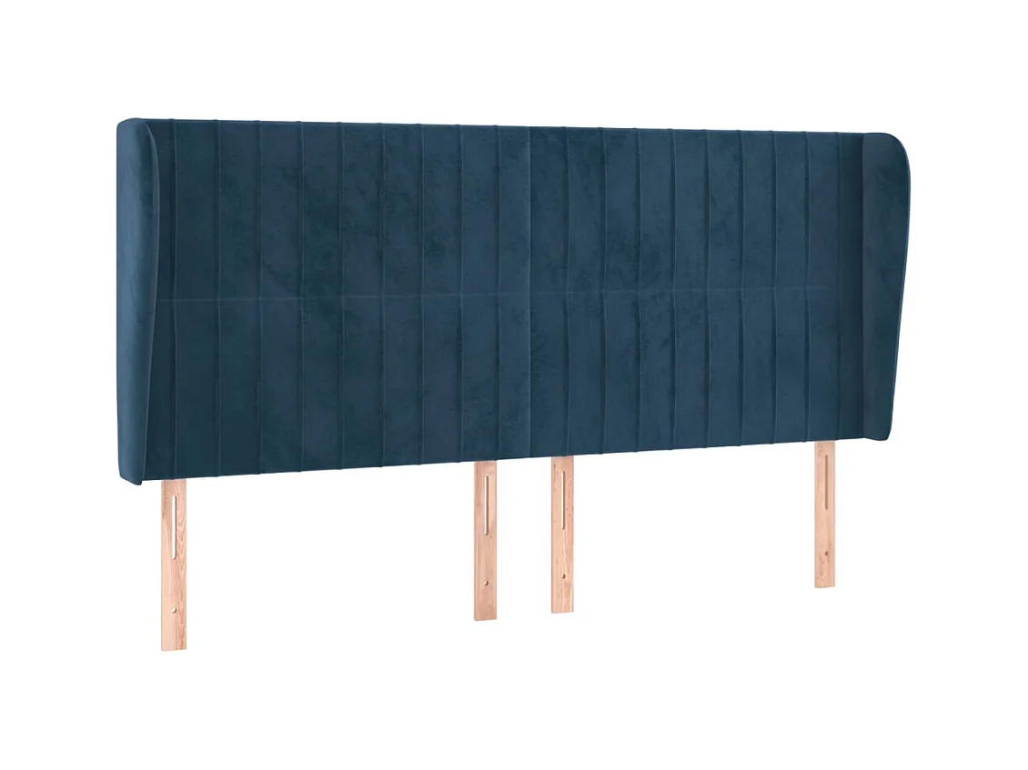Hoofdbord met vleugels Donkerblauw 203x23x118/128 cm Fluweel