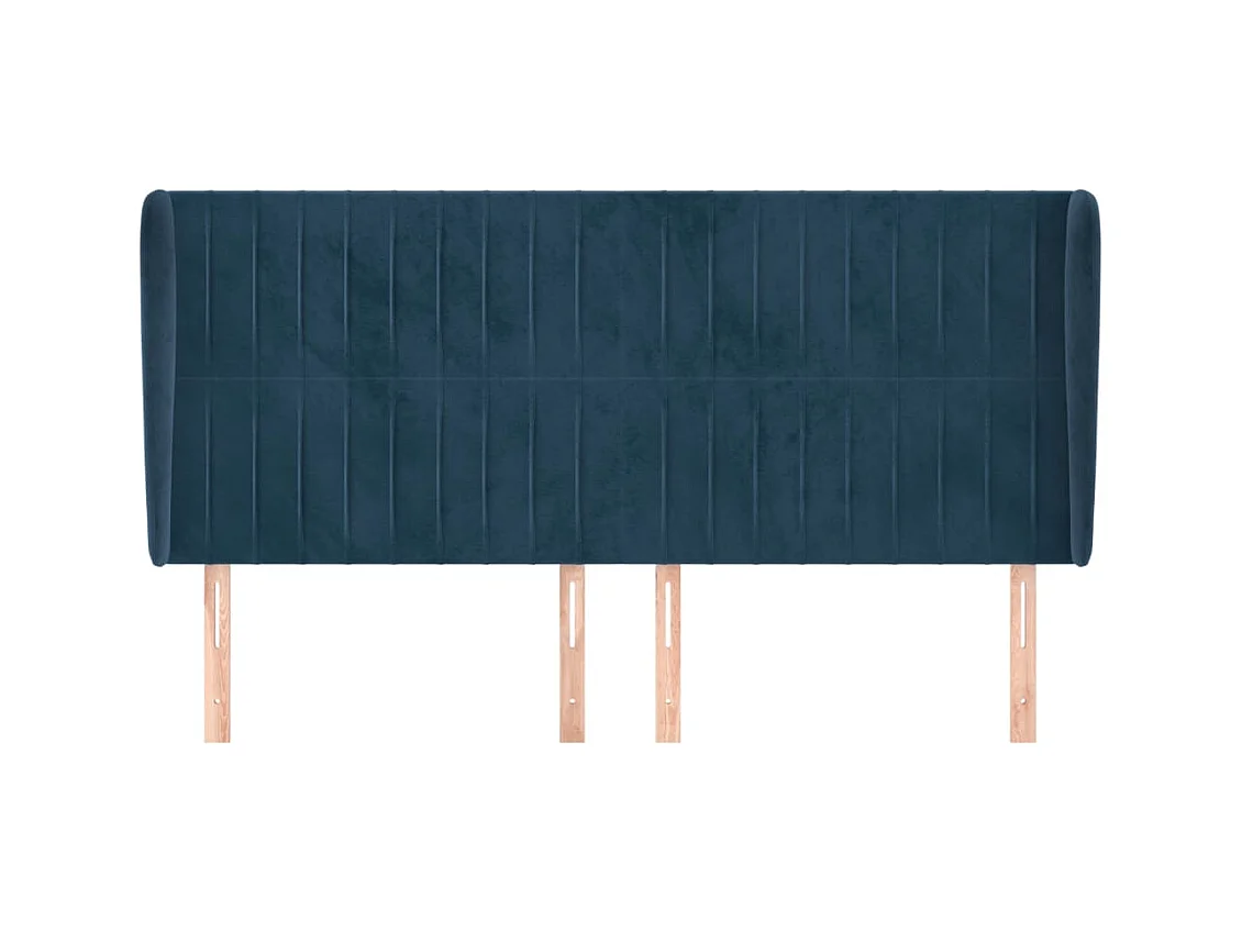 Hoofdbord met vleugels Donkerblauw 203x23x118/128 cm Fluweel