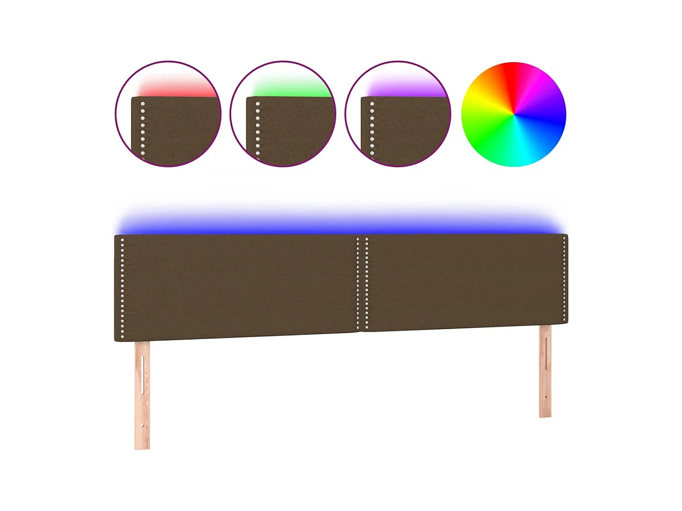 Cabecero LED Marrón Oscuro 180x5x78/88 cm Tela