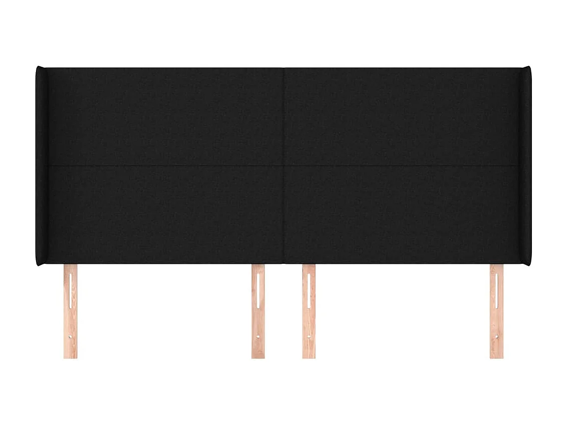 Kopfteil mit Flügeln Schwarz 183x16x118/128 cm Stoff