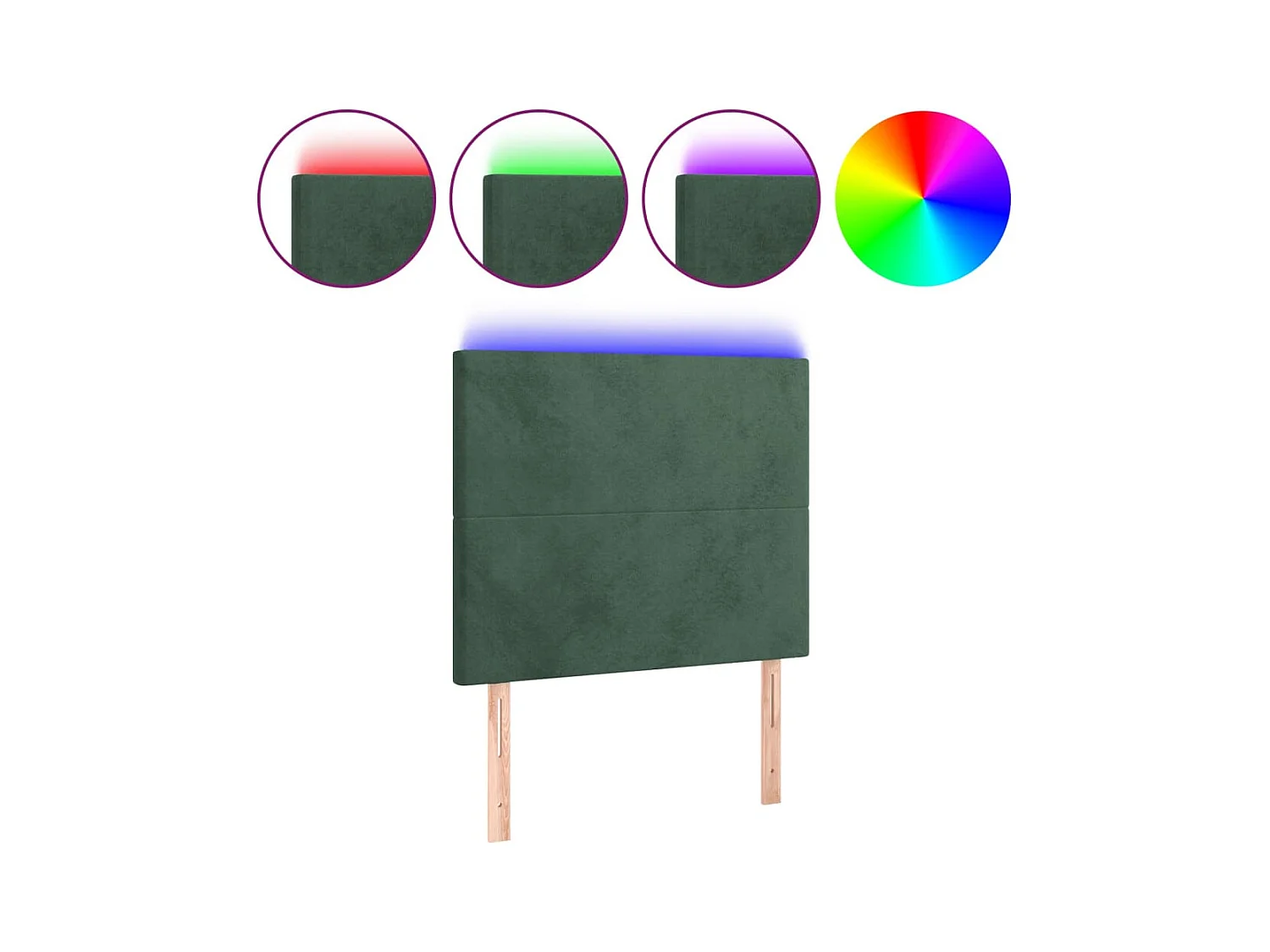 LED Hoofdbord Donkergroen 100x5x118/128 cm Fluweel