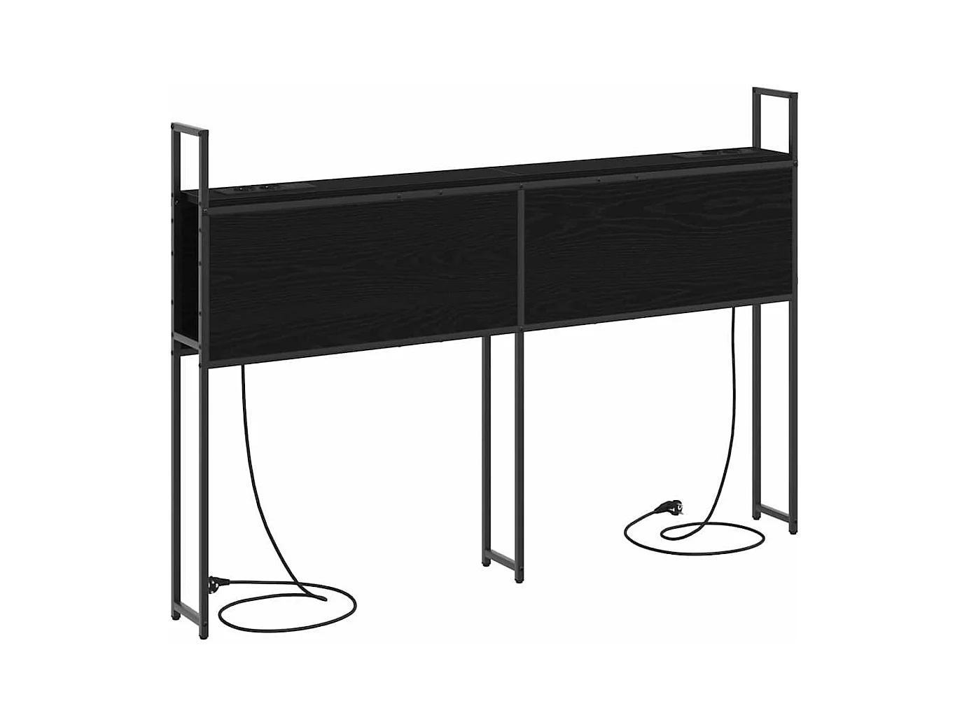 Opberghoofdbord met oplaadstation Zwart Eiken 140 cm