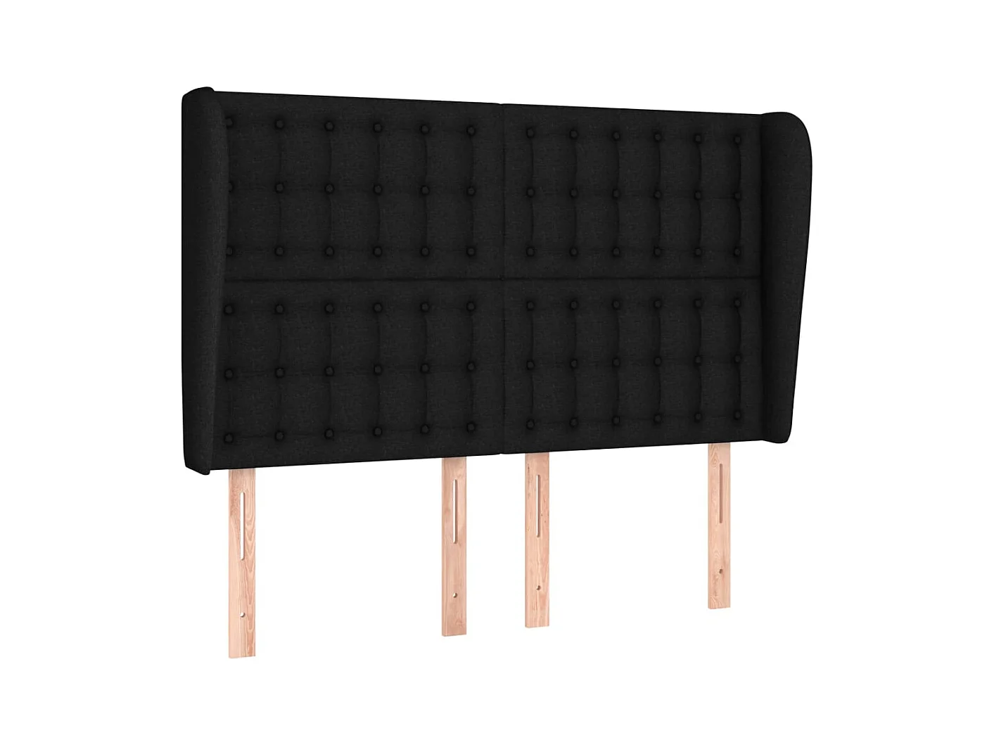 Tête de lit avec oreilles Noir 147x23x118/128 cm Tissu