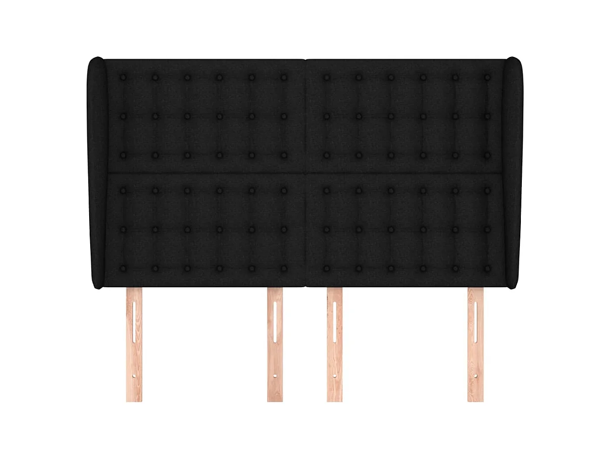 Tête de lit avec oreilles Noir 147x23x118/128 cm Tissu