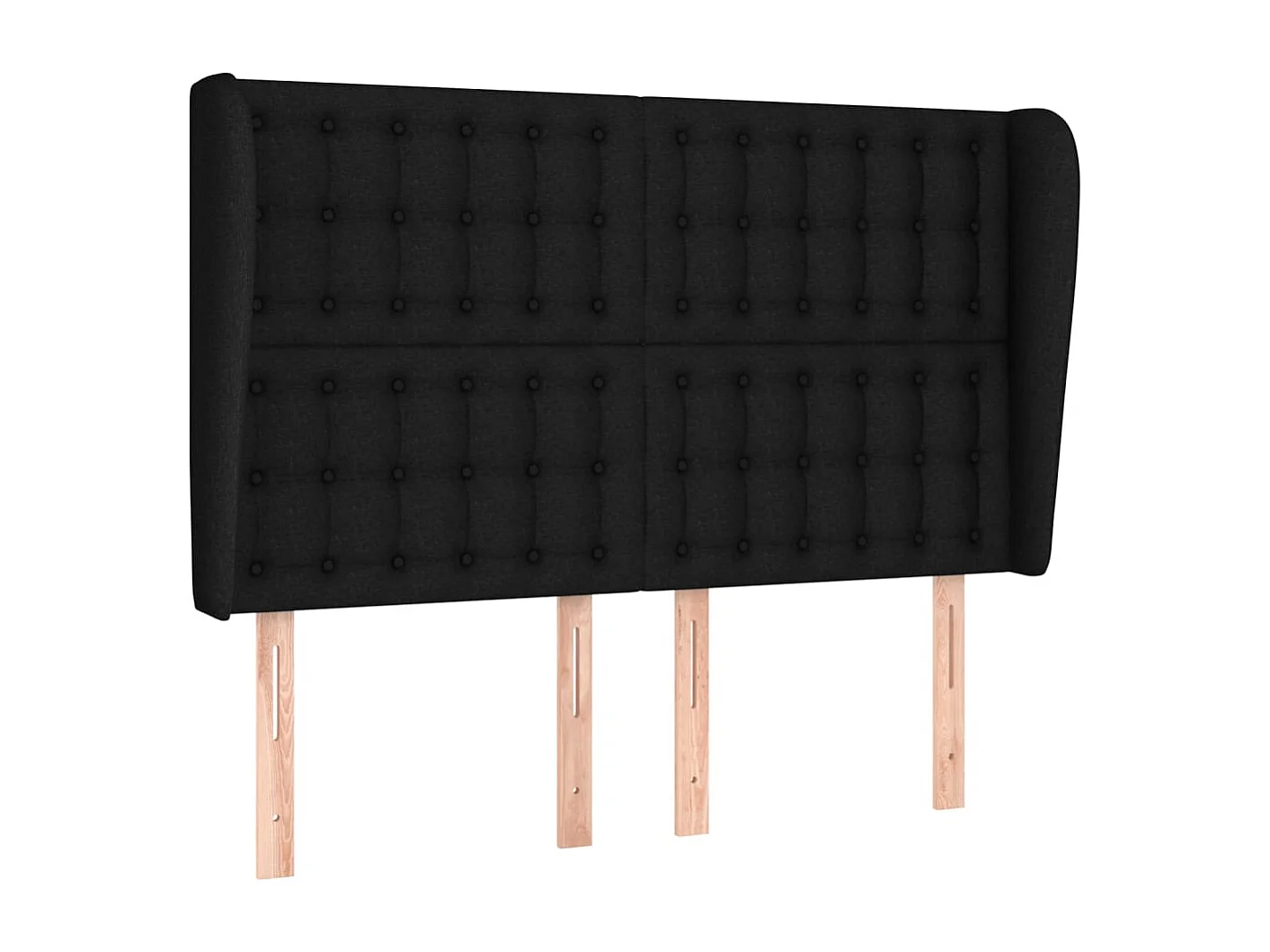 Hoofdbord met vleugels Zwart 147x23x118/128 cm Stof