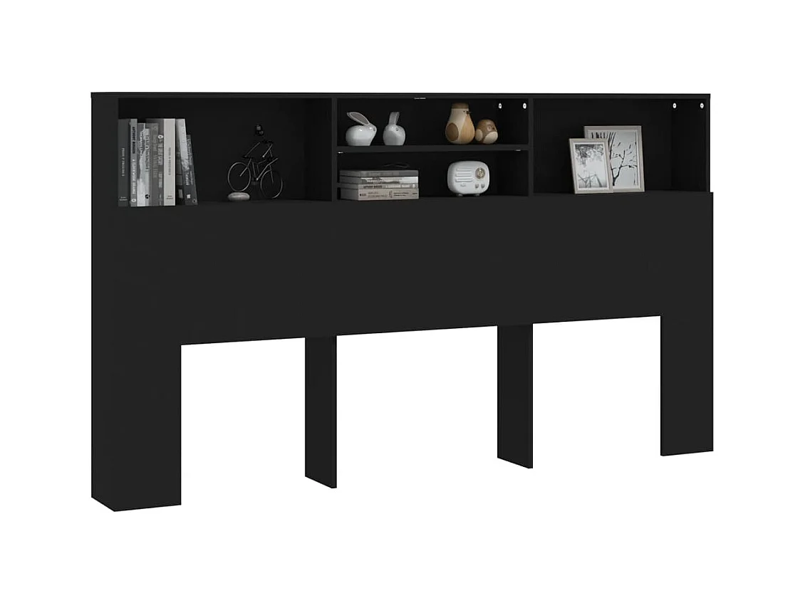 Armoire de tête de lit Noir 180x19x103,5 cm