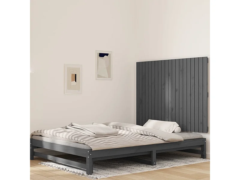 Cabecero de pared Gris 127,5x3x90 cm Madera maciza de pino