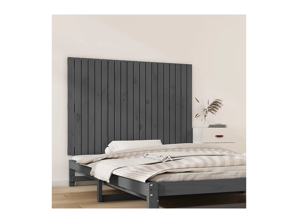 Cabecero de pared Gris 127,5x3x90 cm Madera maciza de pino