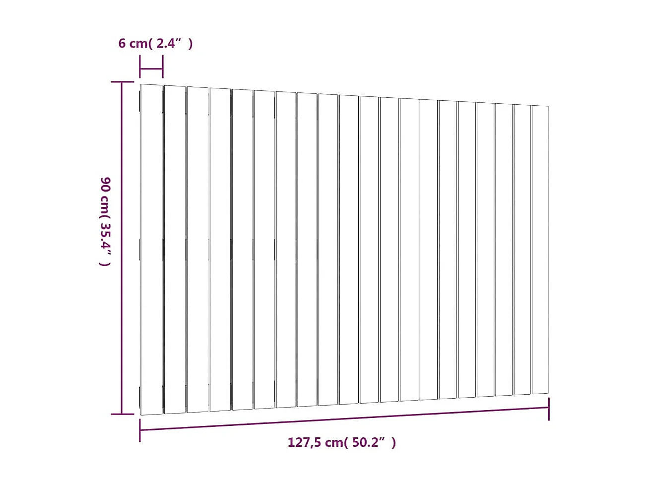 Tête de lit murale Gris 127,5x3x90 cm Bois massif de pin