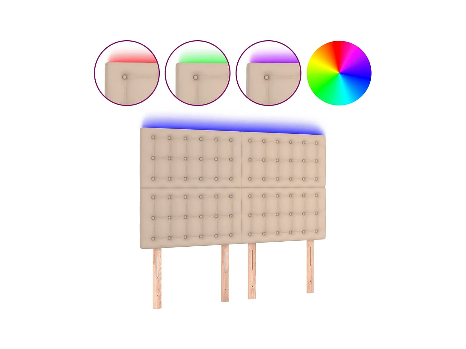 Cabecero LED Cappuccino 144x5x118/128 cm Piel sintética