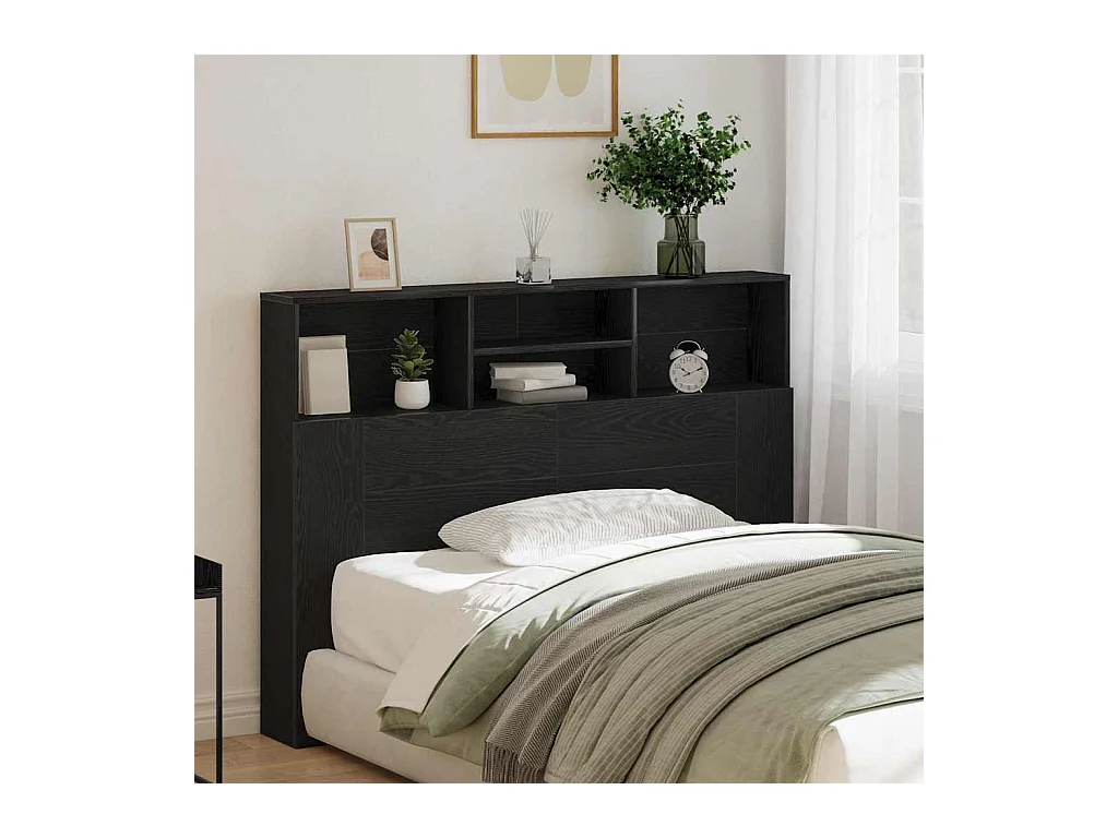 Zwarte eiken hoofdeindekast 140 x 19 x 103,5 cm