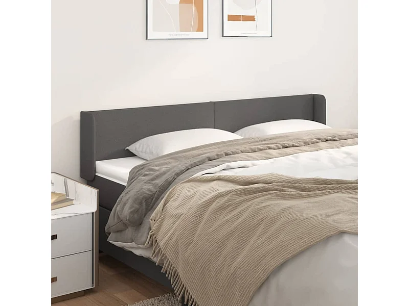 Testiera con ali Grigio 183x16x78/88 cm Ecopelle