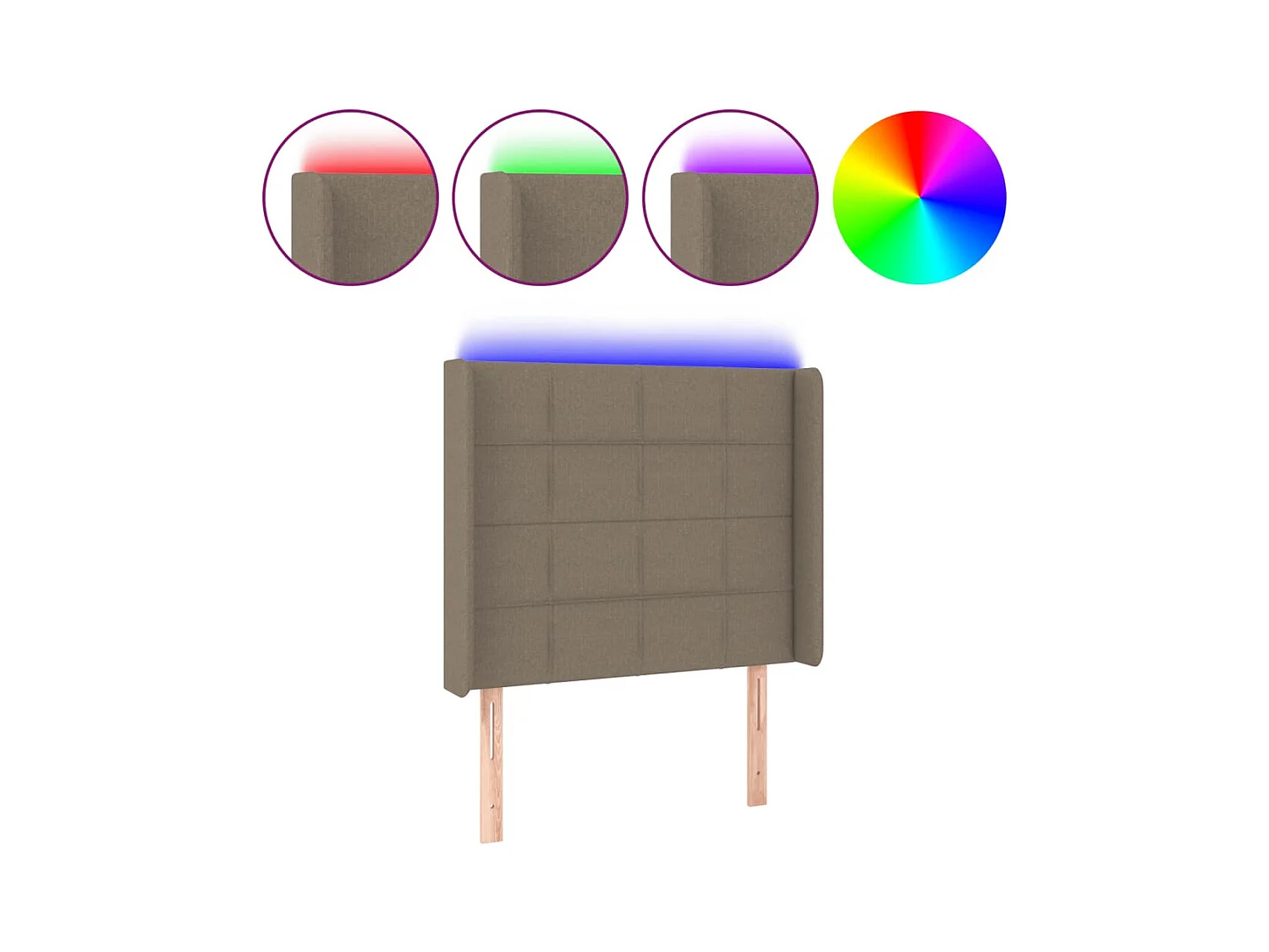 Taupe LED Hoofdbord 83x16x118/128 cm Stof