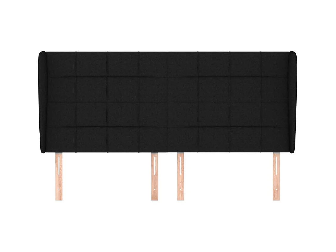Tête de lit avec oreilles Noir 163x23x118/128 cm Tissu