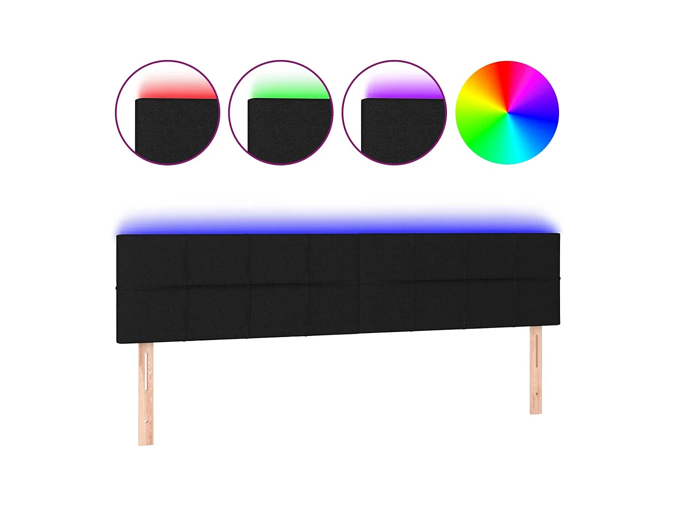 LED-Kopfteil Schwarz 160x5x78/88 cm Stoff