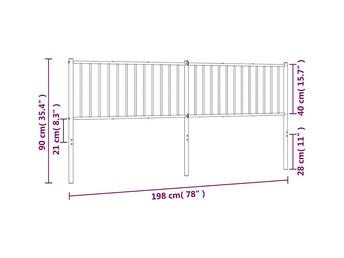 Wit metalen hoofdbord 193 cm