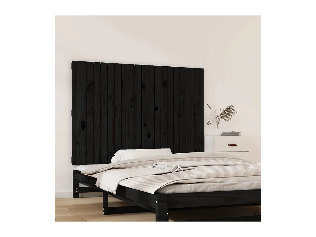 Tête de lit murale Noir 127,5x3x90 cm Bois massif de pin