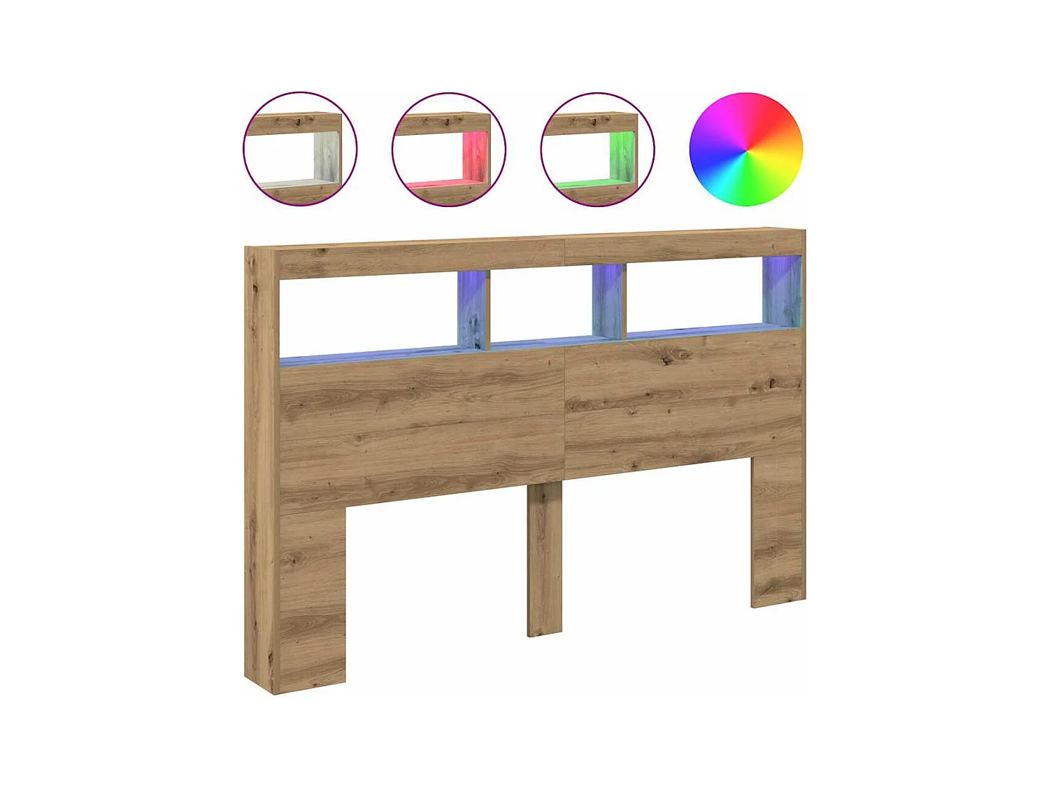 Armoire tête de lit avec LED chêne artisanal 160x17x102 cm