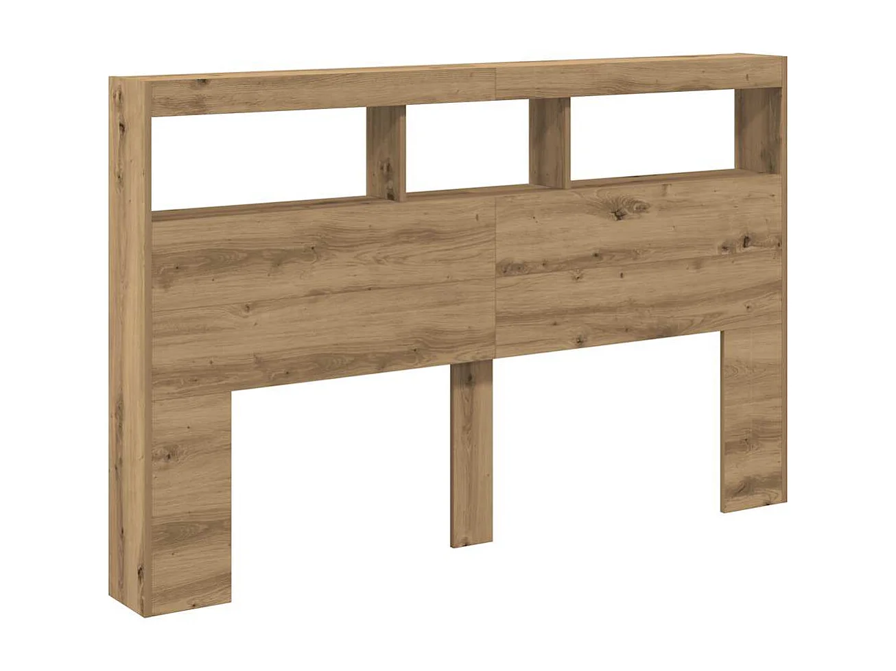 Hoofdbordkast met LED-verlichting, handgemaakt eikenhout, 160x17x102 cm