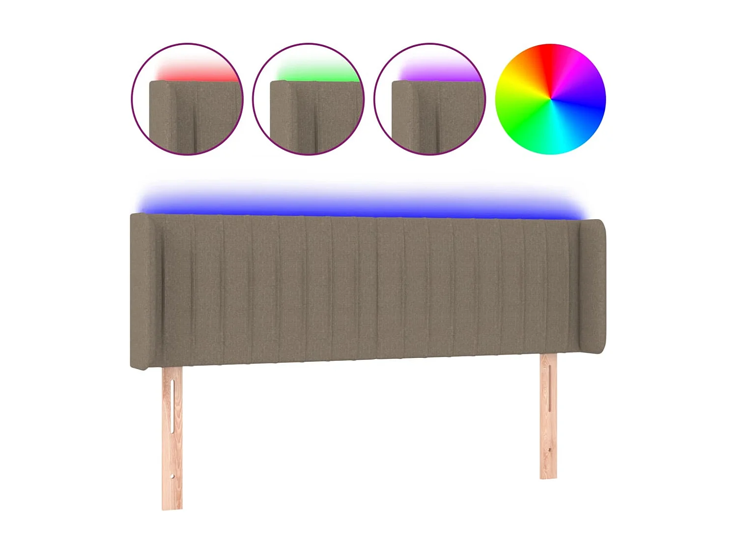 Testiera LED color tortora 147x16x78/88 cm Tessuto