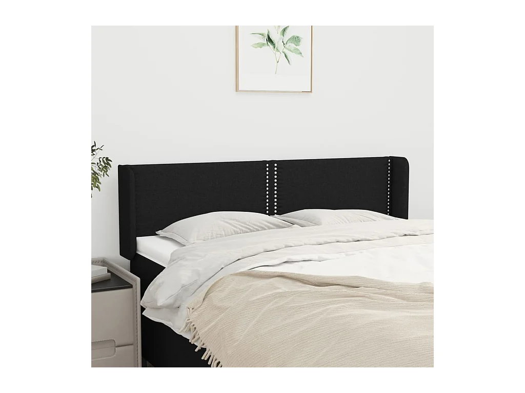 Tête de lit avec oreilles Noir 147x16x78/88 cm Tissu