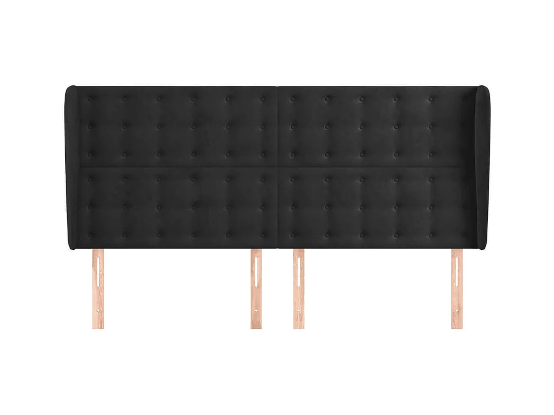 Hoofdbord met vleugels Zwart 163x23x118/128 cm Fluweel