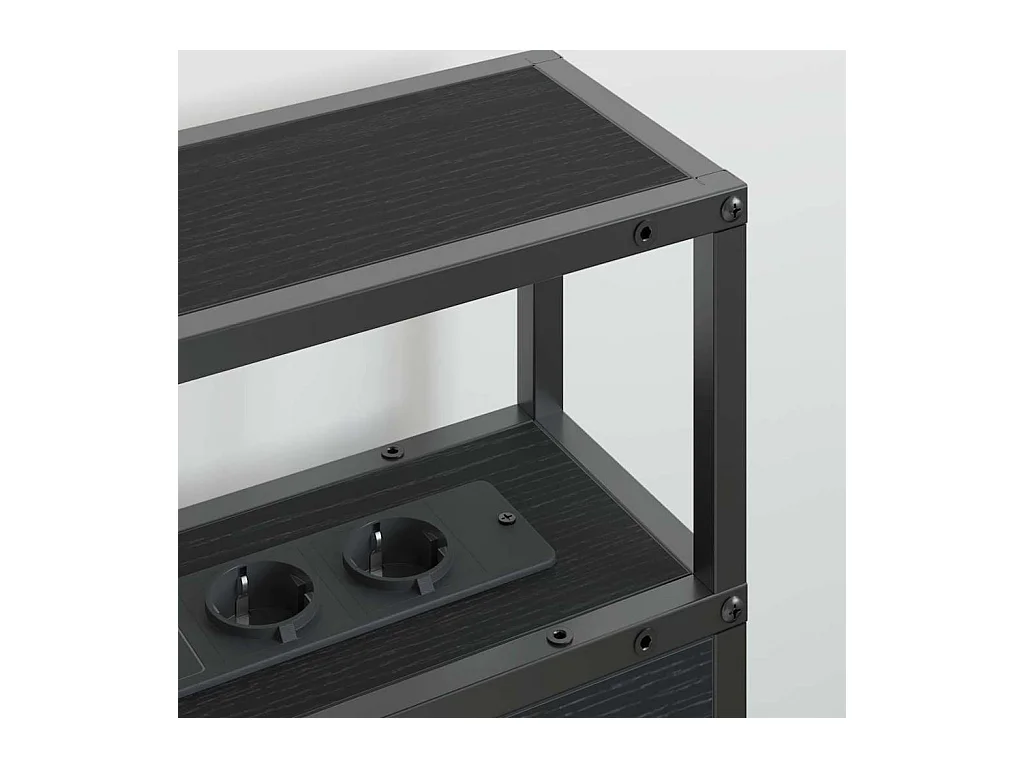 Cabecero de roble negro con almacenaje, 135 cm, madera de ingeniería