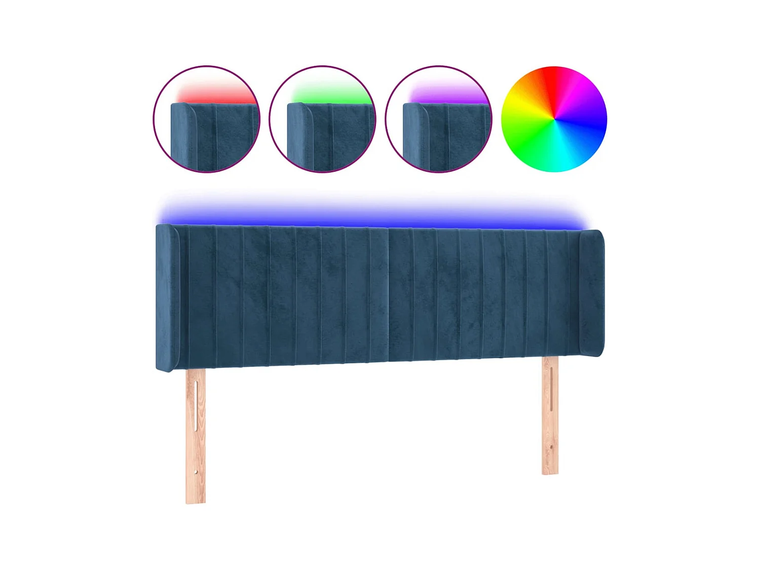 LED Hoofdbord Donkerblauw 147x16x78/88 cm Fluweel