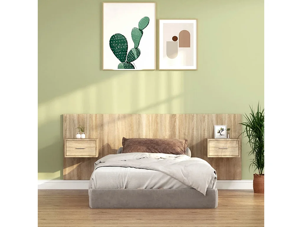 Kopfteil mit Schränken Sonoma Eiche Holzwerkstoff