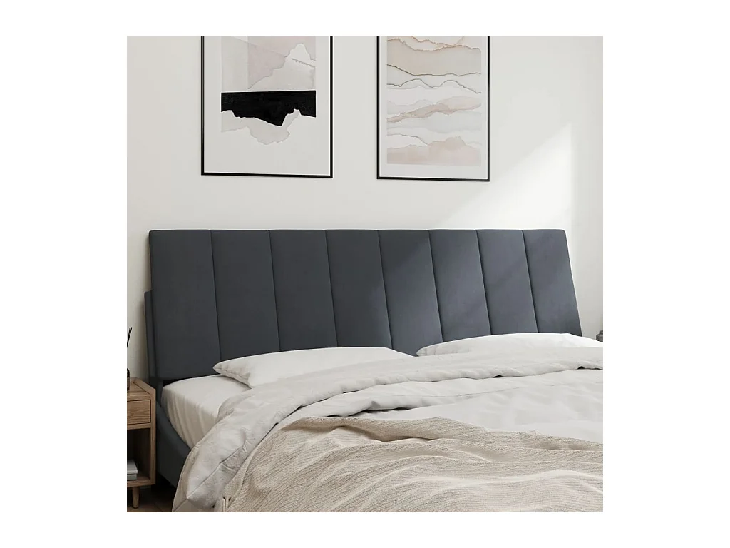 Dunkelgraues Kopfteilkissen 160 cm Samt