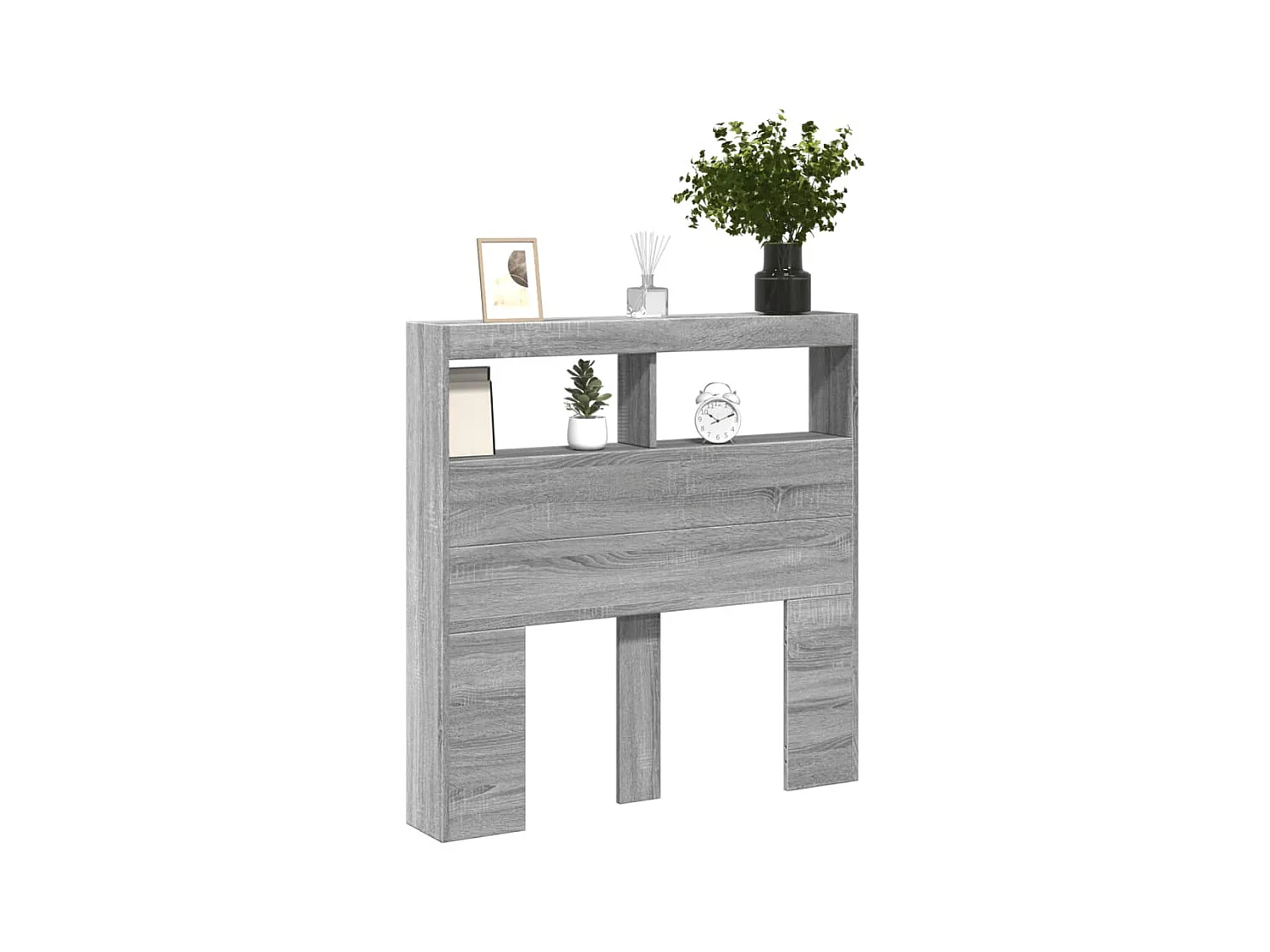 Hoofdbordkast met LED Sonoma grijs 100x17x102 cm