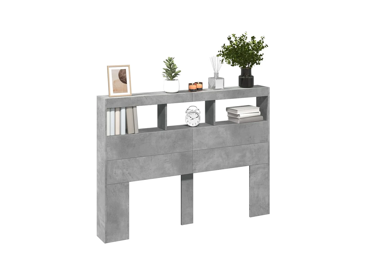 Betongraues Kopfteil mit LEDs 140x17x102 cm