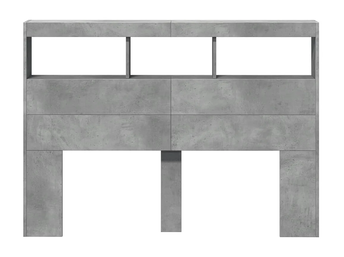 Testiera grigio cemento con LED 140x17x102 cm