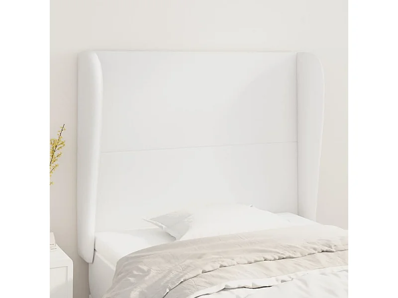 Tête de lit avec oreilles Blanc 103x23x118/128 cm Similicuir