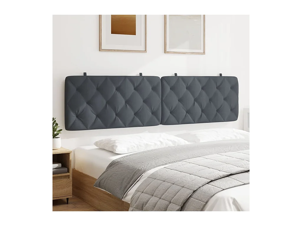 Donkergrijs hoofdbordkussen 200 cm fluweel