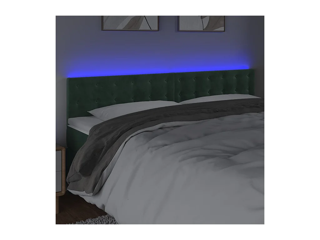 Cabecero LED Verde Oscuro 160x5x78/88 cm Terciopelo