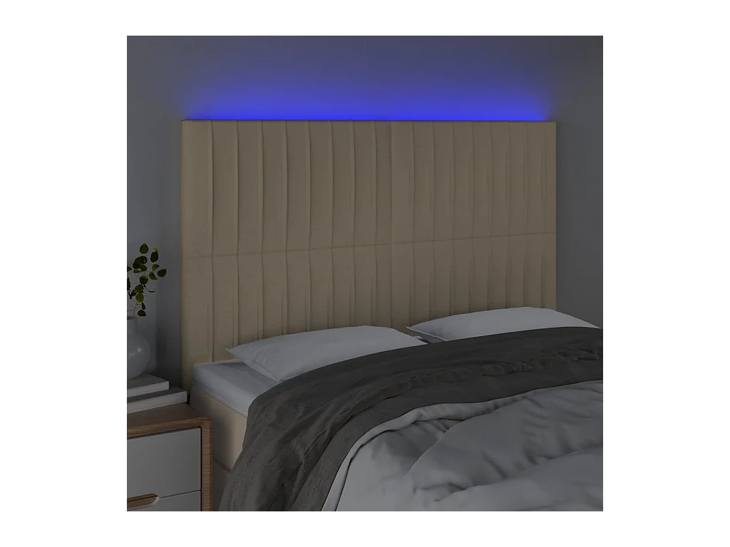 LED Hoofdbord Crème 144x5x118/128 cm Stof