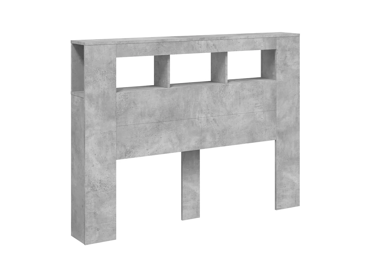 Betongrijs LED hoofdbord 140x18,5x103,5cm bewerkt hout